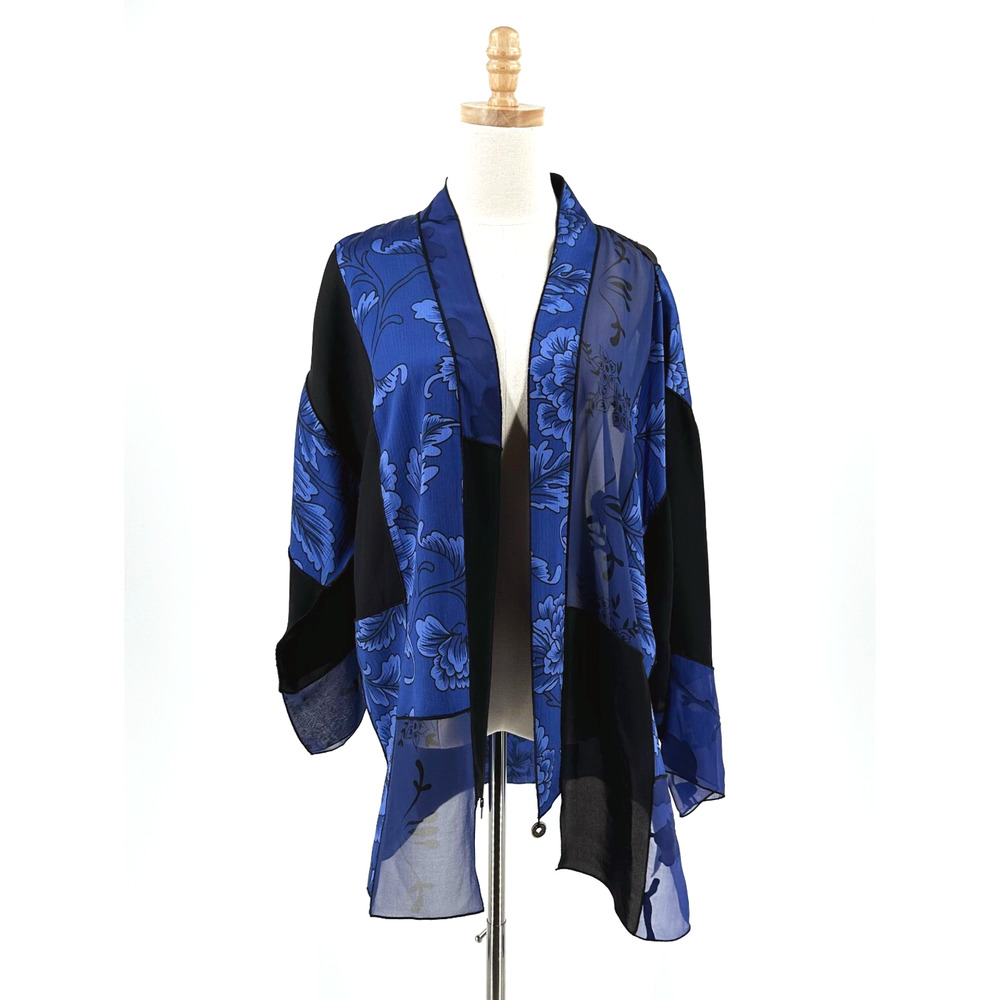 Units Womens Sheer Patchwork Kimono One Size Open Front Asian Boho Satin